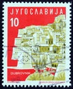 YUGOSLAVIA - CIRCA 1959: A stamp printed in Yugoslavia from the `Local Tourism` issue shows Old City, Dubrovnik, Croatia.