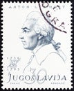 YUGOSLAVIA - CIRCA 1957: A stamp printed in Yugoslavia from the `Personalities` issue shows Anton Linhart, circa 1957.