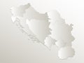 Yugoslavia map, administrative division, separates regions, individual states, card paper 3D natural blank