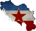 Yugoslavia map with flag inside