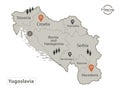 Yugoslavia map, individual regions with names, Infographics and icons