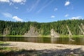 Picturesque rocks on the banks of the river Shchugor. Royalty Free Stock Photo