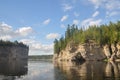 Picturesque rocks on the banks of the river Shchugor. Royalty Free Stock Photo