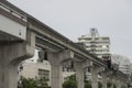 Yui Rail or Okinawa Urban Monorail running on track at twilight in Okinawa, Japan Royalty Free Stock Photo