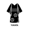 yukata icon, black vector sign with editable strokes, concept illustration