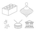 Yula, lego, drum, giraffe.Toys set collection icons in outline style vector symbol stock illustration web.