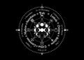 Wheel of the Year is an annual cycle of seasonal festivals. Wiccan calendar and holidays. Compass with triple moon Wicca pagan