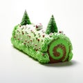 Christmas Tree Yule Log With Green Frosting And Sprinkles