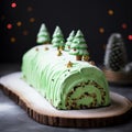 Christmas Tree Yule Log With Green Frosting And Sprinkles