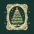 Yuletide Elegance: Vintage Christmas Tree Stamp with Timeless Festive Charm