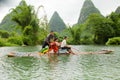 Yulong river banboo rafting china