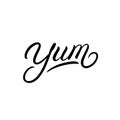 Yum hand written lettering word.