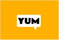 Yum text in the speech bubble. Yummy concept design doodle for print. Royalty Free Stock Photo