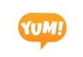 Yum text in the speech bubble. Yummy concept design doodle for print. Royalty Free Stock Photo
