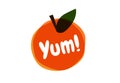 Yum text in the speech bubble. Yummy concept design doodle for print. Royalty Free Stock Photo