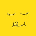 Yum yum smile emoji line icon with tongue lick mouth. yummy Design doodle face for print with cartoon hand drawn style vector Royalty Free Stock Photo