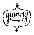 Yum. Yummy word. Hand drawn vector lettering. Vector Illustration isolated Royalty Free Stock Photo