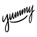 Yum. Yummy word. Hand drawn vector lettering. Vector Illustration isolated on background