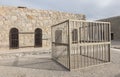 Old Iron Cell Bars and Stone Wall in Courtyard of Famous Yuma Territorial Prison State Historic Park Royalty Free Stock Photo