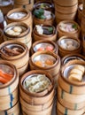 Yumcha, dim sum in bamboo steamer, chinese cuisine Royalty Free Stock Photo