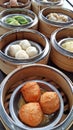 Yumcha, dim sum in bamboo steamer