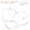 Yummy apples for coloring in imple cartoon style. Page for art coloring book for kids. Vector illustration