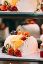 yummy assortment baked pastry in bakery. Various Different Types Of Sweet Cakes In Pastry Shop Glass Display. Good Royalty Free Stock Photo