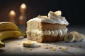 yummy banana cake with cream cheese with sliced banana