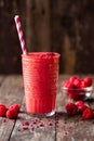 Yummy berry made smoothie containing antioxidants that decrease inflammation and phytonutrients that help fight disease
