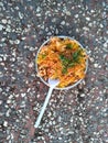 Yummy Bhel puri Indian fast food served in a plate