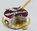 Yummy blueberry birthday cake, happy birthday, time to celebrate, isolated on white background Royalty Free Stock Photo