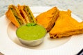 Yummy Bread Pakoda with Green Chutney Royalty Free Stock Photo