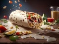 Delicious yummy burritos, breakfast lunch or dinner meal, with warm tortillas. Advertising photography