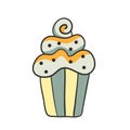 Yummy cake on a white background. Doodle. Vector illustration