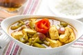 Yummy chilli paneer with rice and cold drinks Royalty Free Stock Photo