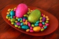 Yummy colored chocolate Easter Eggs Royalty Free Stock Photo