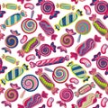 Yummy colorful sweet lollipop candy cane seamless pattern Royalty Free Stock Photo