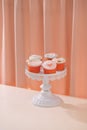 Yummy cupcakes. Valentine sweet love cupcake on table on light b