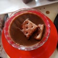 Yummy dessert is chocolate pudding