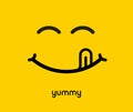 Yummy face smile delicious icon logo. Yummy tongue emoji tasty or hungry mouth smile