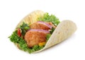 Yummy fish taco with onion isolated