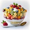 Yummy fruit summer salad isolated at white background Royalty Free Stock Photo