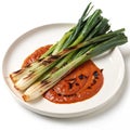 Yummy Grilled Scallions with Romesco