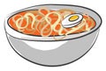 Yummy pasta soup filled in a bowl vector or color illustration