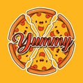 Yummy Pizza Character, Vector Art
