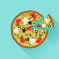 Yummy pizza in flat design style