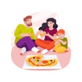 Yummy pizza isolated cartoon vector illustration.