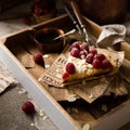 Yummy slice crust raspberry pie Royalty Free Stock Photo