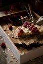 Yummy slice crust raspberry pie Royalty Free Stock Photo