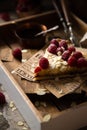 Yummy slice crust raspberry pie Royalty Free Stock Photo
